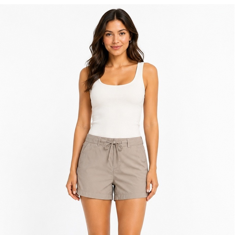 Magellan Outdoors Women's High Rise Drawstring Casual Athletic Beige Shorts 1X